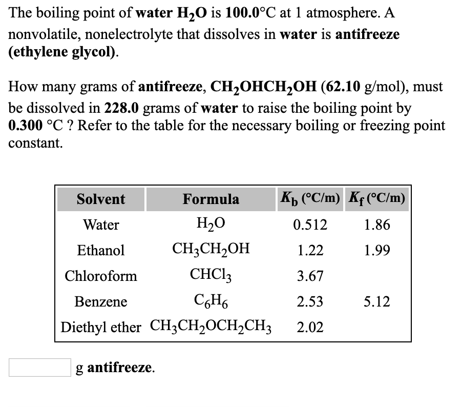 Solved The freezing point of ethanol, CH3CH2OH, is 117.30°C
