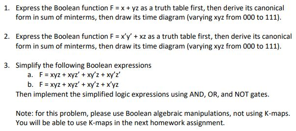 Solved 1. Express the Boolean function F x + yz as a truth | Chegg.com