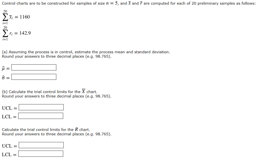 Solved Control charts are to be constructed for samples of | Chegg.com