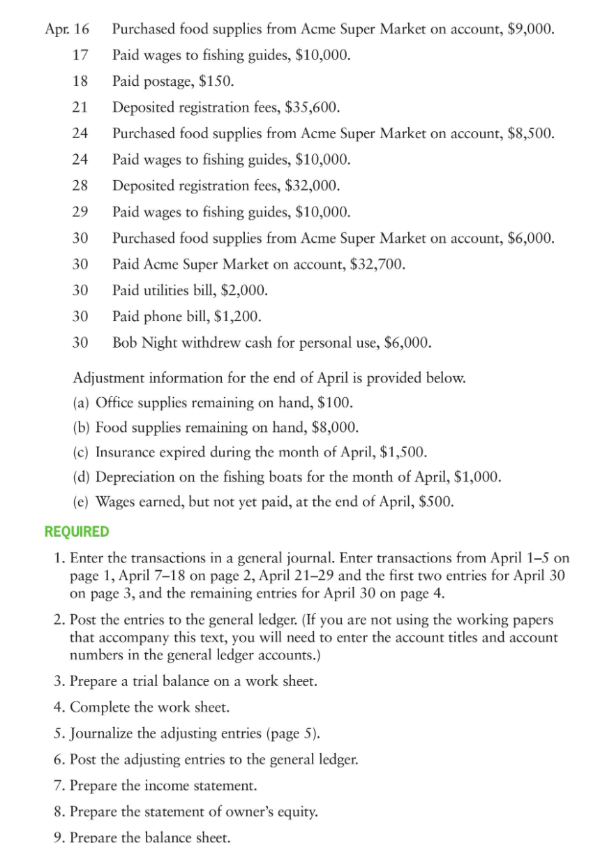 Comprehensive Problem 1: The Accounting Cycle CLGL | Chegg.com