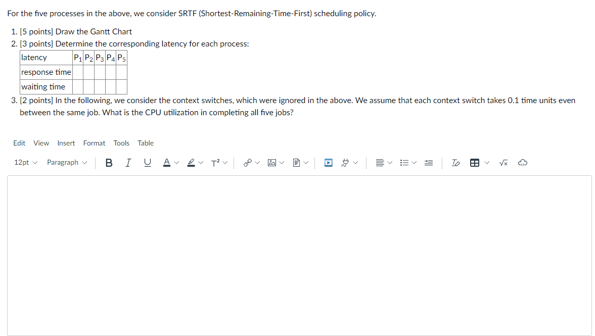 Solved We consider these five processes in the following | Chegg.com