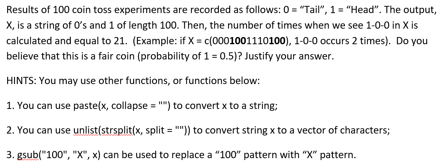 Results of 100 coin toss experiments are recorded as | Chegg.com