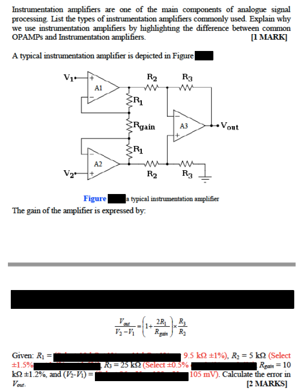Solved Instrumentation amplifiers are one of the main