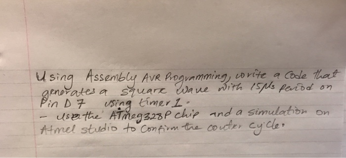 Solved Using Assembly AVR programming, write a code that | Chegg.com