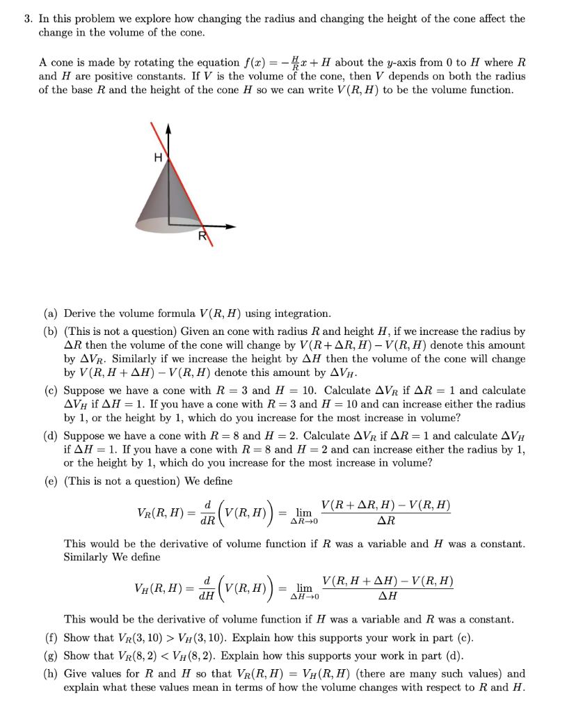 volume of a cone problem