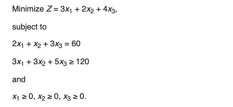 Solved Solve the minimization problem using big M method in | Chegg.com