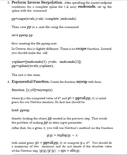 Solved 3. Perform Inverse Iterpolation. After specifying the | Chegg.com