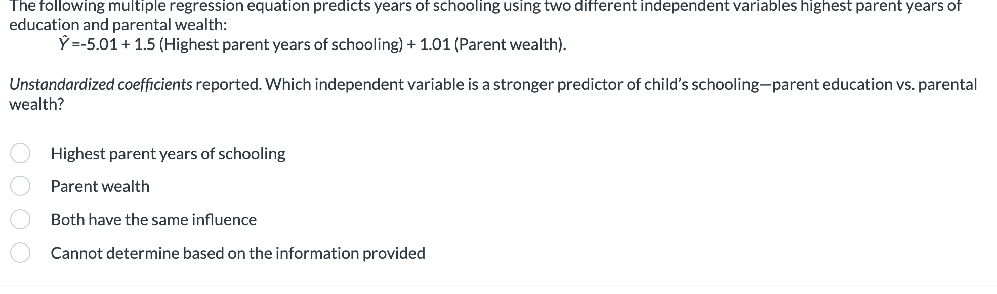 The following multiple regression equation predicts | Chegg.com
