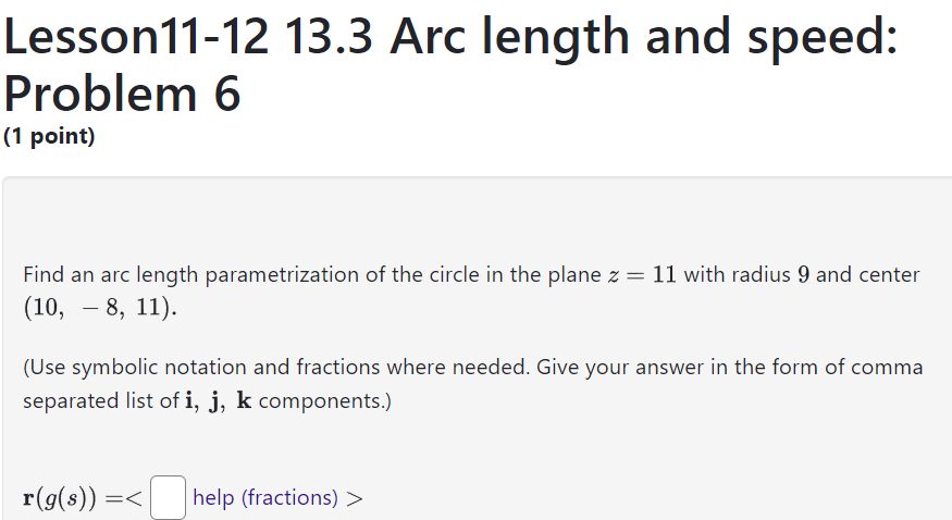 Solved Lesson11-12 13.3 Arc length and speed: Problem 5 (1 | Chegg.com