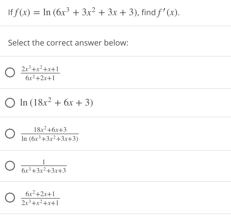 solved-if-f-x-ln-6x3-3x2-3x-3-find-f-x-select-chegg