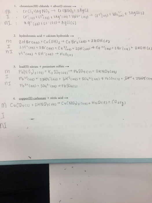 Solved I, chromium(III) chloride + silver(I) nitrate → 2. | Chegg.com