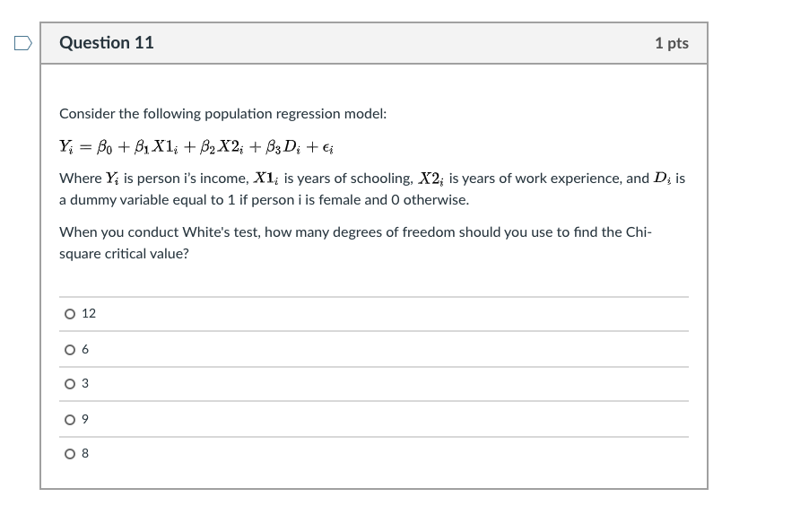 Solved Question 11 1 pts Consider the following population | Chegg.com