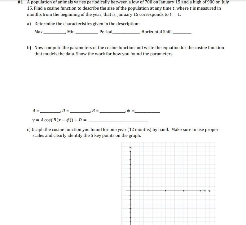 Solved 15. Find A Cosine Function To Describe The Size Of 