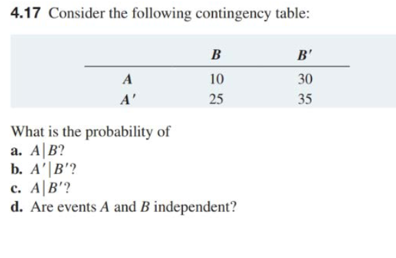 Solved 4.17 Consider The Following Contingency Table: What | Chegg.com