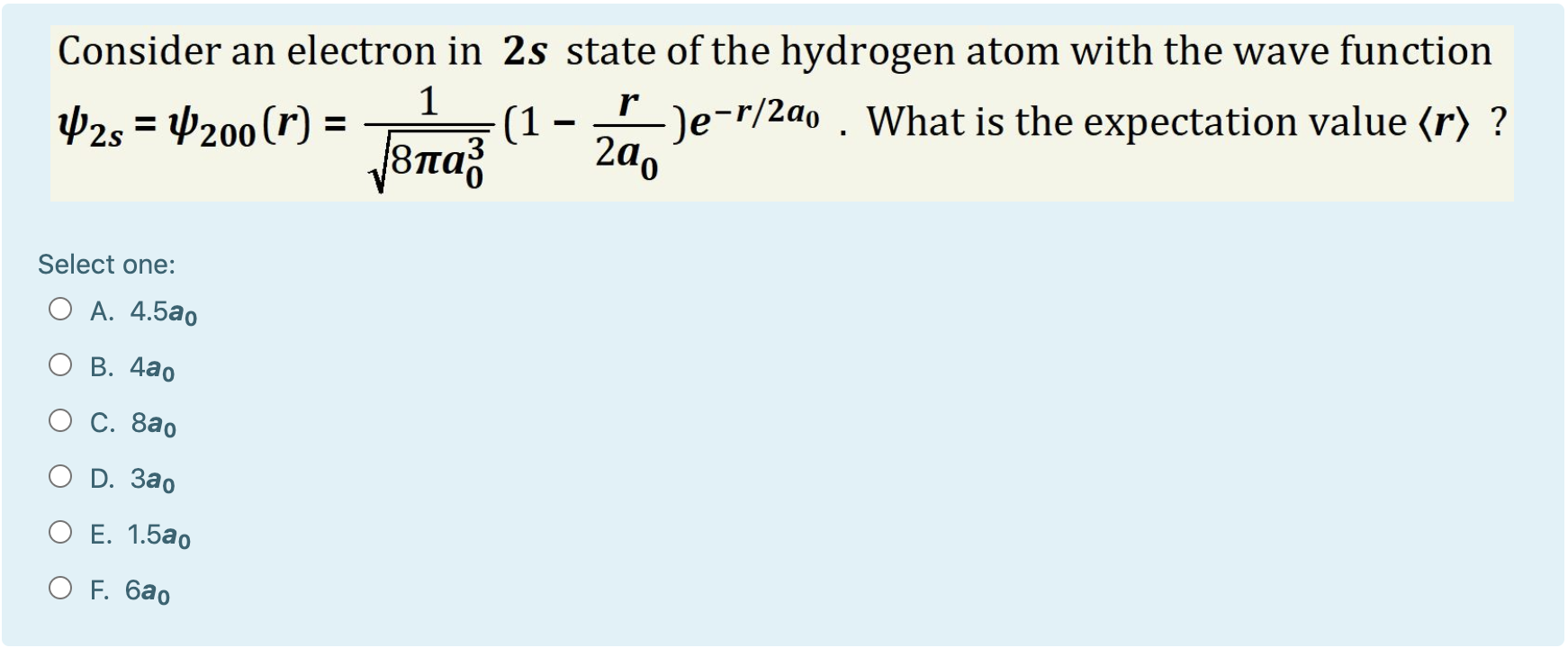 Solved Consider an electron in 2s state of the hydrogen atom | Chegg.com
