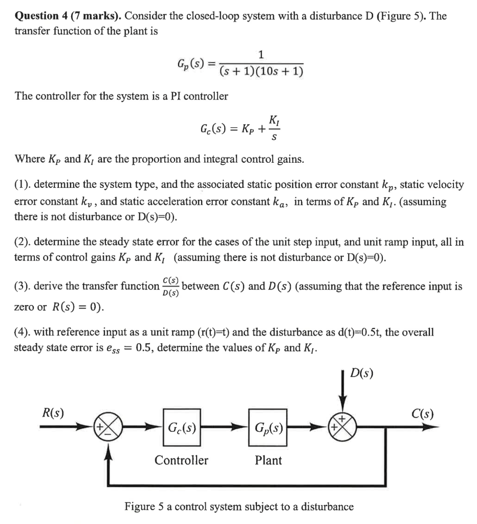 Question 4 (7 marks). Consider the closed-loop system | Chegg.com