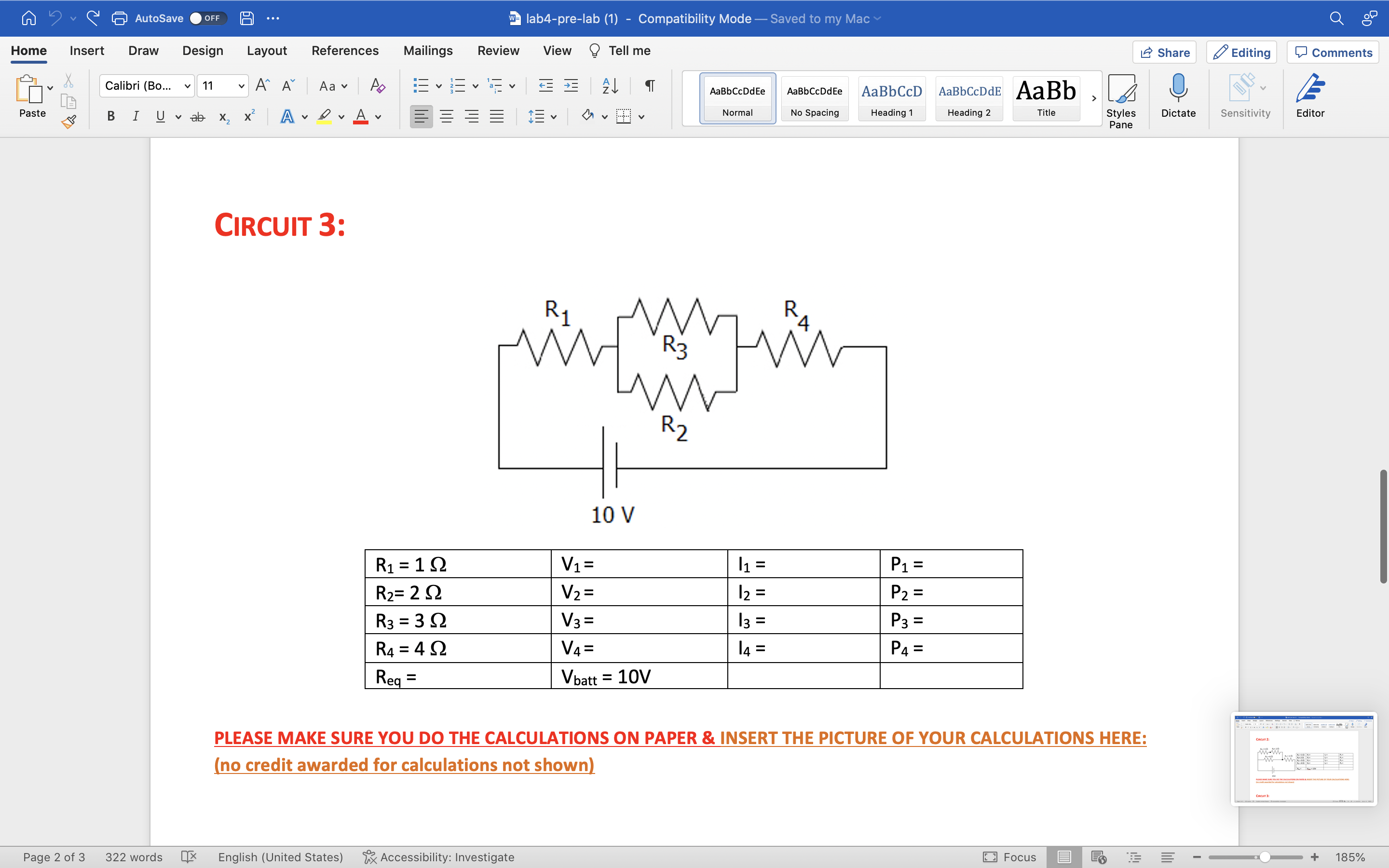 Solved CIRCUIt 2: PLEASE MAKE SURE YOU DO THE CALCULATIONS | Chegg.com