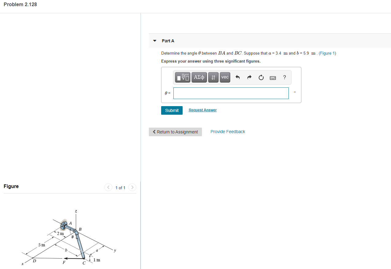 Solved Problem 2.128 Part A Determine The Angle Between BA | Chegg.com