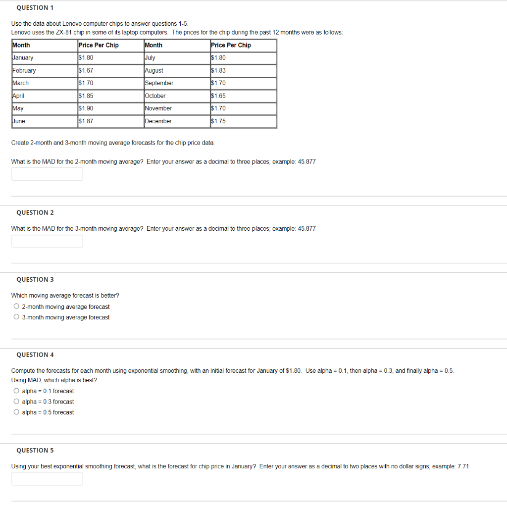 Solved QUESTION 1 Use the data about Lenovo computer chips | Chegg.com