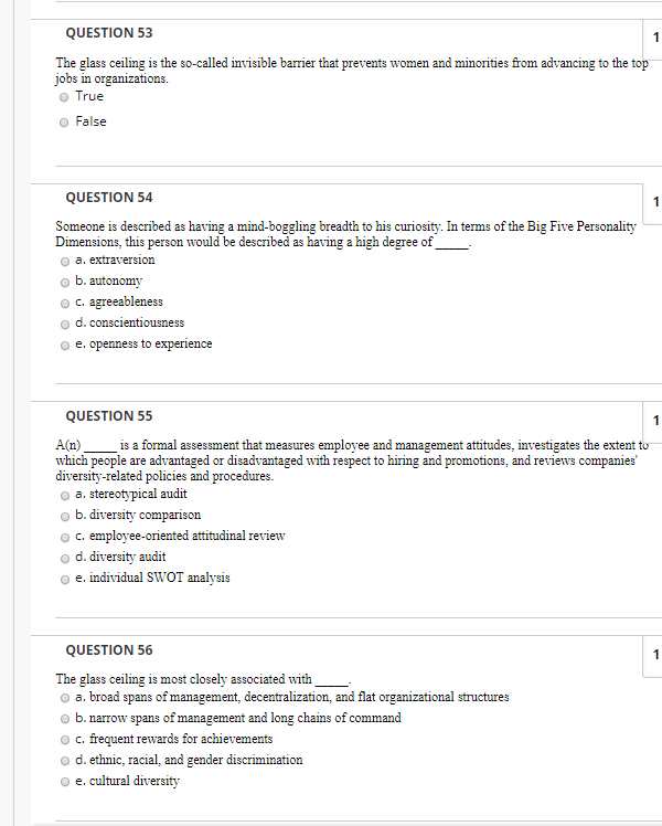 Solved Question 53 1 The Glass Ceiling Is The So Called I