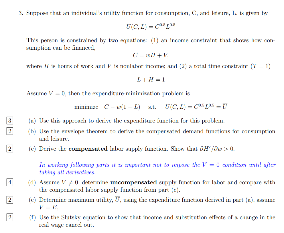 3 Suppose That An Individual S Utility Function F Chegg Com