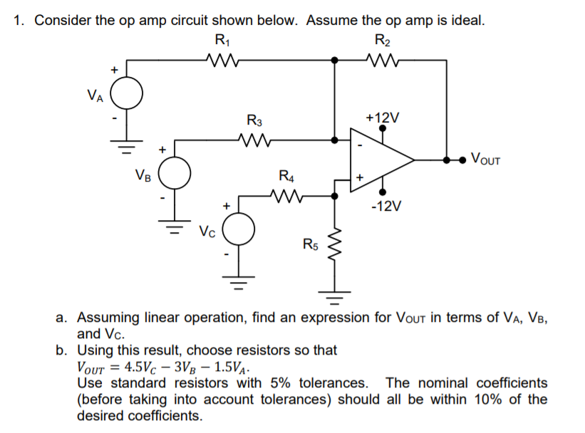 Solved 1 Consider The Op Amp Circuit Shown Below Assume 0718