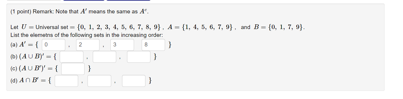 Solved (1 point) Remark: Note that A' means the same as Aº. | Chegg.com