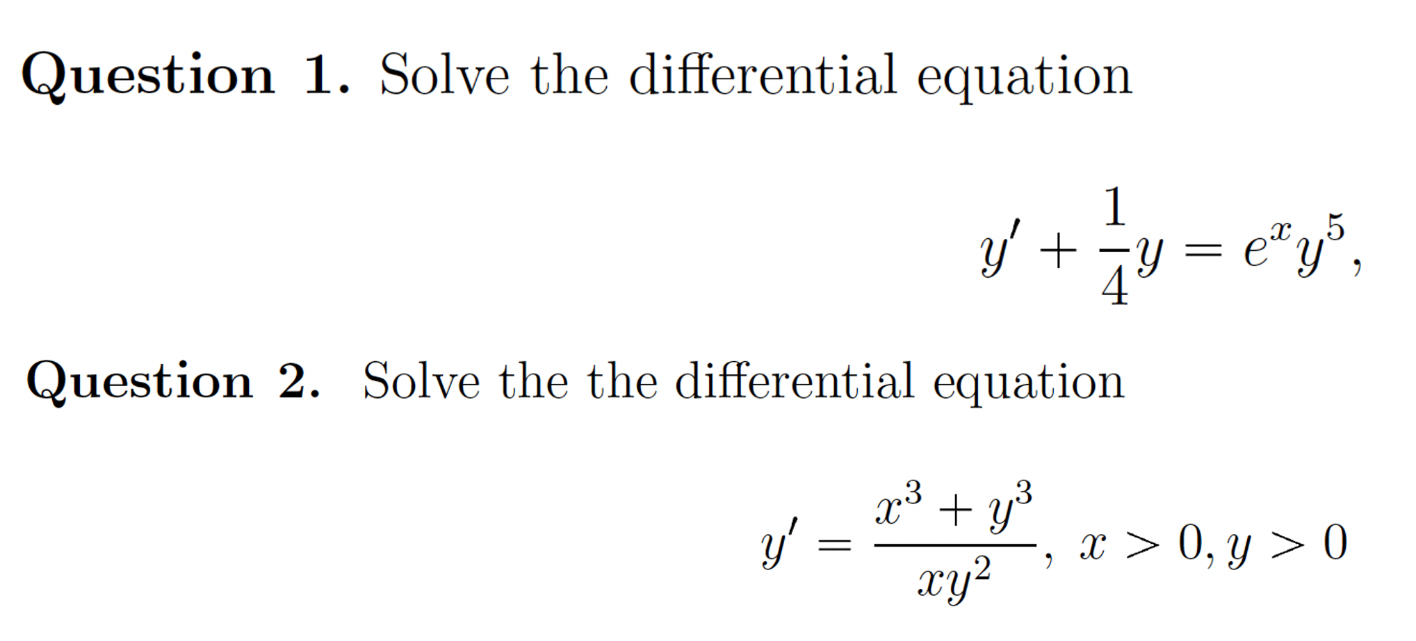 Solved Question 1. Solve the differential equation 1 y' | Chegg.com