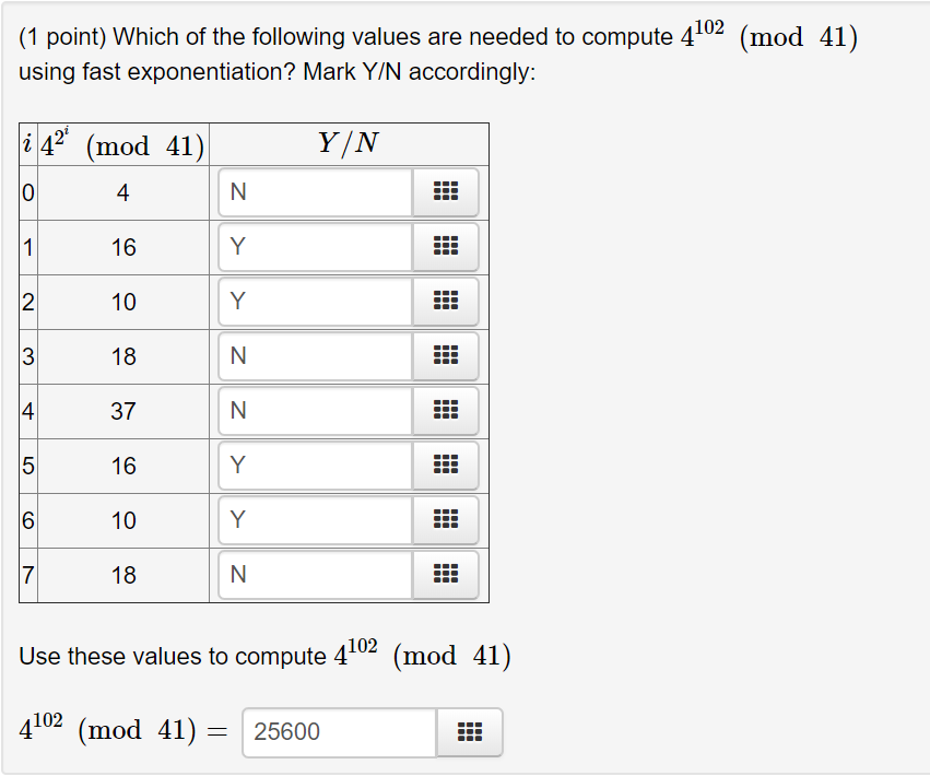 Solved (1 point) Which of the following values are needed to | Chegg.com