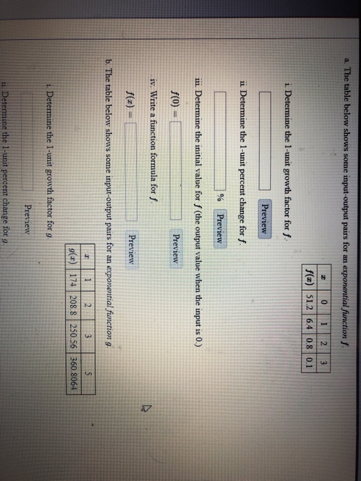 Solved a. The table below shows some input-output pairs for | Chegg.com