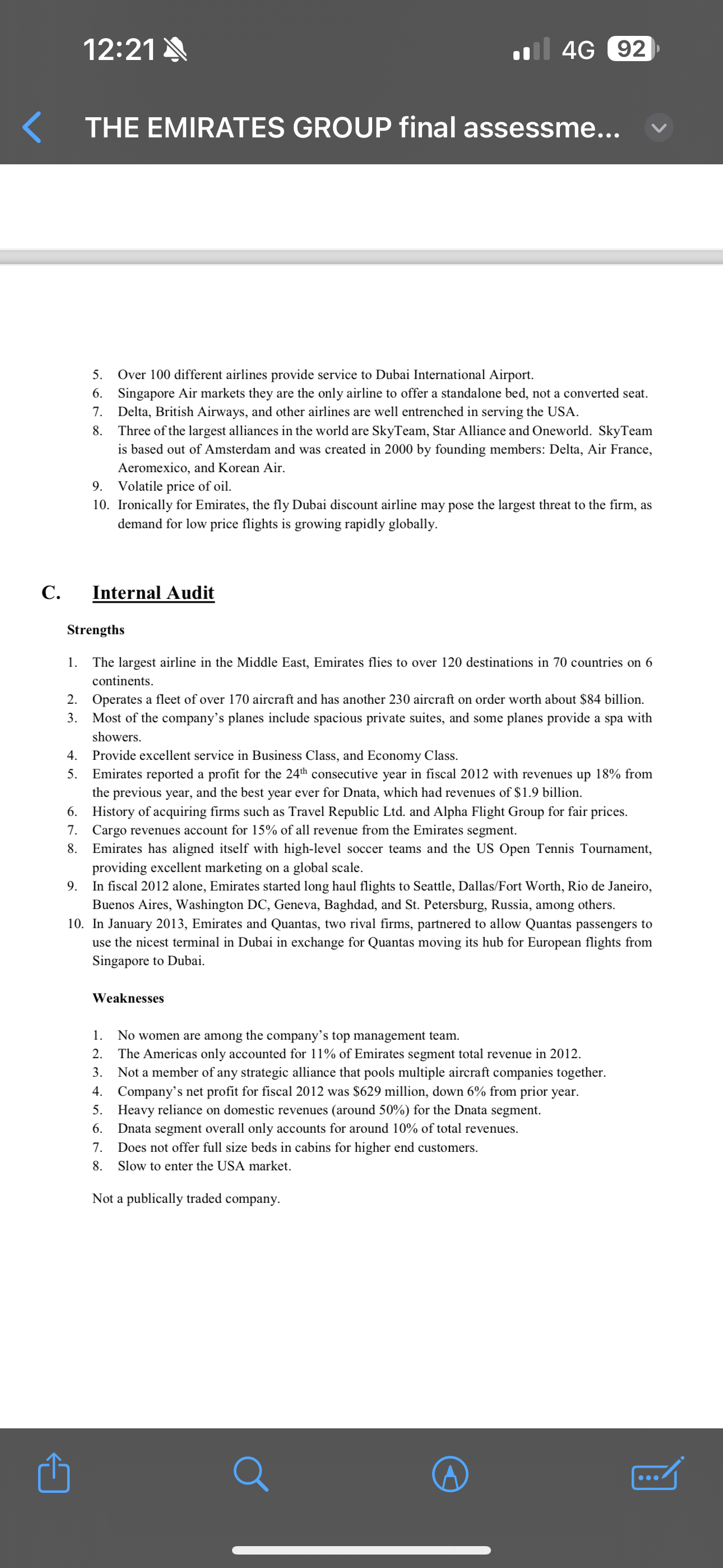 Solved Instructions: Based on an article about The Emirates | Chegg.com