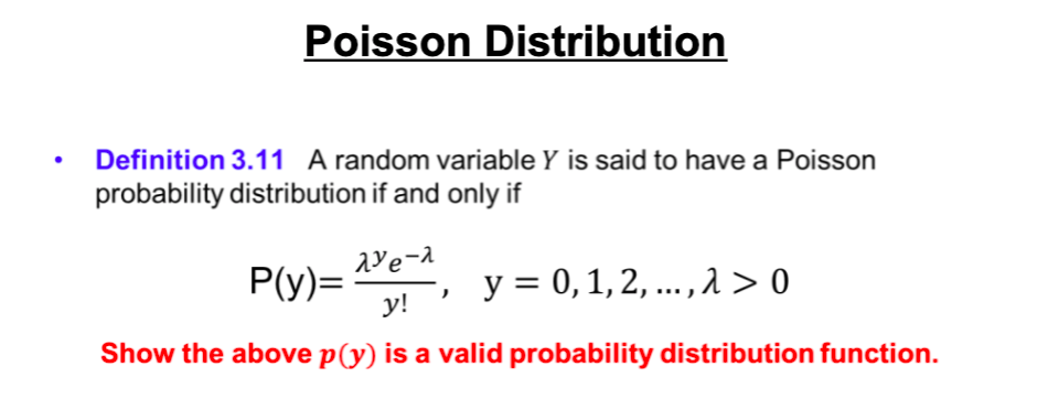 Solved Poisson Distribution Definition 3.11 A random | Chegg.com