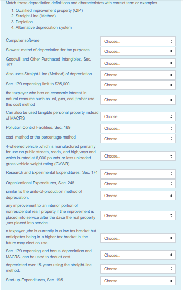 Match these depreciation definitions and | Chegg.com