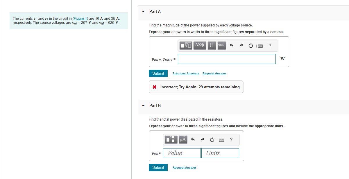 Solved The currents i1 and i2 in the circuit in (Figure 1) | Chegg.com