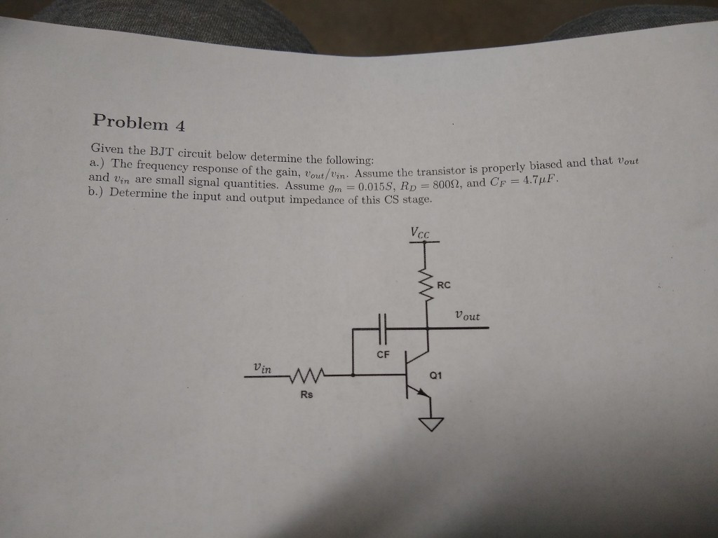 Solved Problem 4 Given the BJT circuit below determine the | Chegg.com