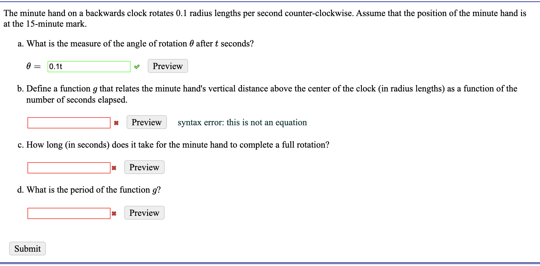 Solved The minute hand on a backwards clock rotates 0.1