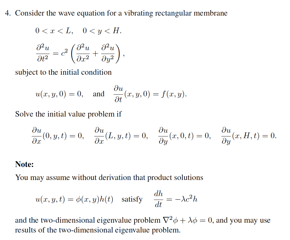 Solved 4. Consider the wave equation for a vibrating | Chegg.com