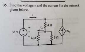 Solved Find the voltage v and the current i in the network | Chegg.com