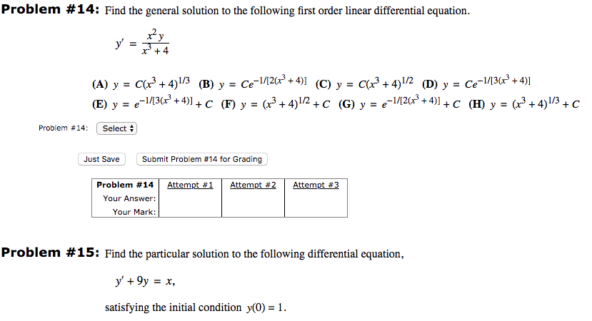 Solved Problem #14: Find the general solution to the | Chegg.com