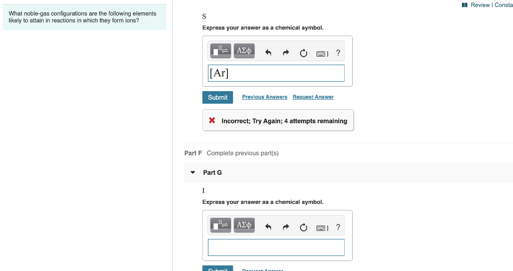 Solved: A Review | Constants 1 Periodic Table What Noble-g... | Chegg.com