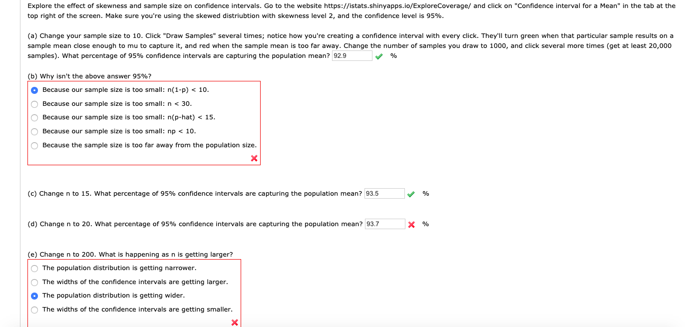 Explore the effect of skewness and sample size on Chegg