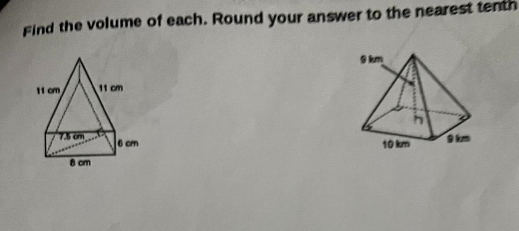 Solved Find the volume of each. Round your answer to the | Chegg.com