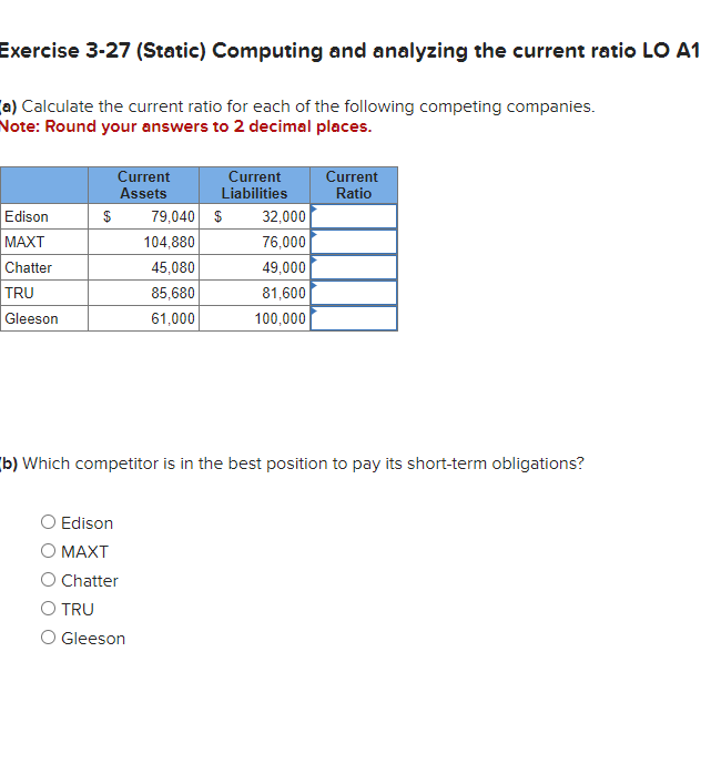 Solved Exercise 3-27 (Static) Computing And Analyzing The | Chegg.com