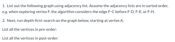 Solved 1. List out the following graph using adjacency | Chegg.com