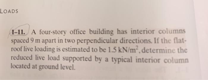 Solved LOADS 1-11. A Four-story Office Building Has Interior | Chegg.com