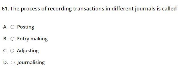 Solved 61. The process of recording transactions in | Chegg.com