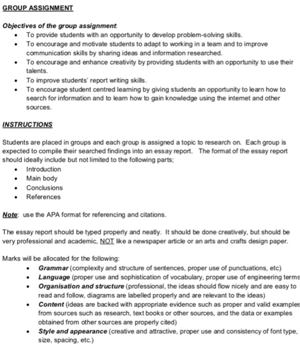 Solved ME Objectives of the group assignment To provide | Chegg.com