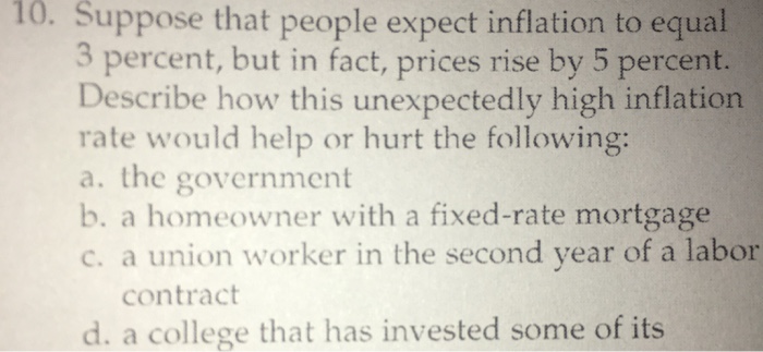 Solved 10 Suppose That People Expect Inflation To Equal 3136