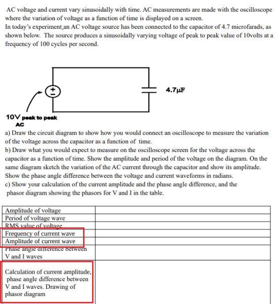 Solved AC voltage and current vary sinusoidally with time. | Chegg.com