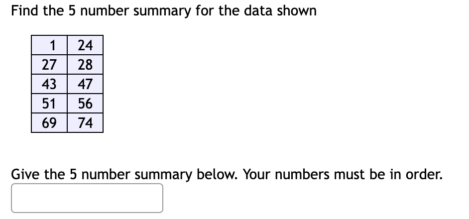 how to find 5 number summary with even amount of numbers